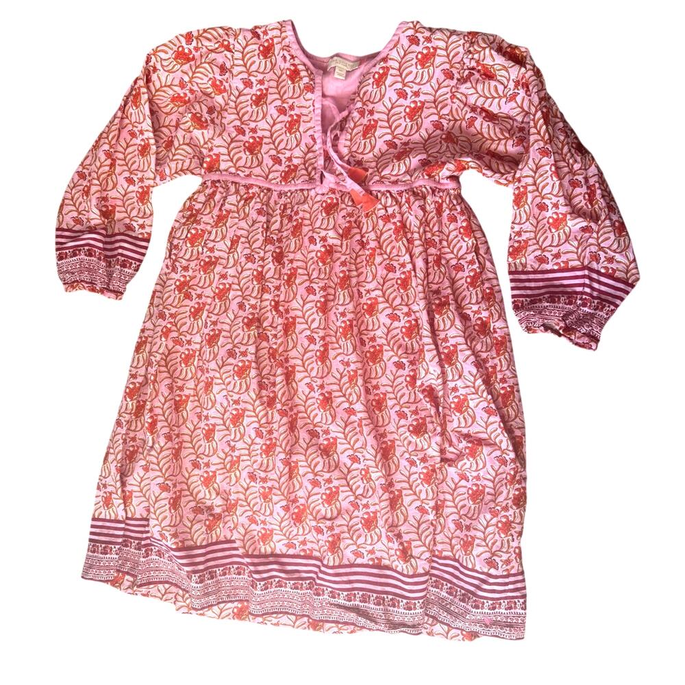 Pink Chicken Girls Boho Floral Print Midi Dress Size 10 Cotton